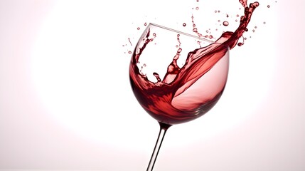 a glass of red wine splashing