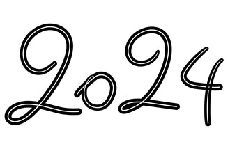 happy New year 2024. text design logo. hand-draw vector