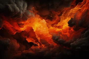 Fotobehang Lava explosions and fire background, Generative Ai © sukumarbd4