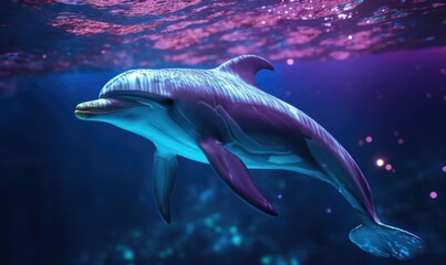 Fototapeta premium Dolphin swimming in the ocean. Underwater world.