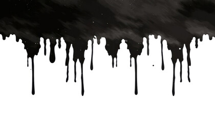 black ink melted isolated on transparent background cutout