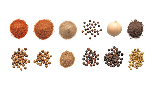 spice ingredients isolated on transparent background cutout