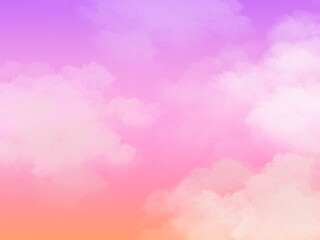 Purple pink gradient sky background with soft clouds, watercolor 