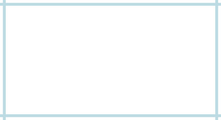 Soft blue thick line frame, border template for web presentation, 16x9 work project ,cutout,  png isolate on transparent background. 