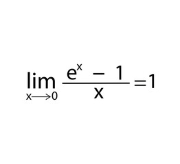 Limit of ex-1 when x tends to 0. Vector illustration.