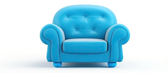 illustration of a white isolated armchair in blue