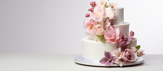 Isolated wedding cake on white background - obrazy, fototapety, plakaty