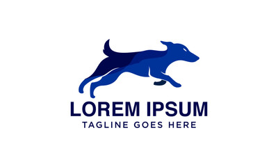dog logo design running happily