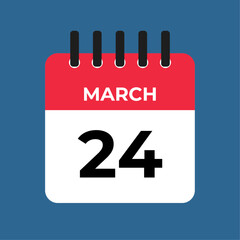 march 24 calendar reminder. 24 march daily calendar icon template. Calendar 24 march icon Design template. Vector illustration