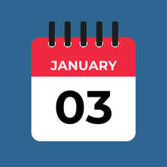 january 3 calendar reminder. 3 january daily calendar icon template. Calendar 3 january icon Design template. Vector illustration