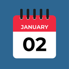january 2 calendar reminder.  january daily calendar icon template. Calendar 2 january icon Design template. Vector illustration
