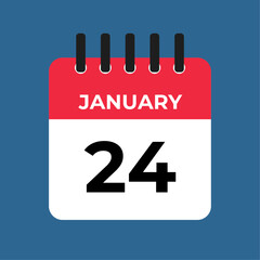january 24 calendar reminder. 24 january daily calendar icon template. Calendar 24 january icon Design template. Vector illustration