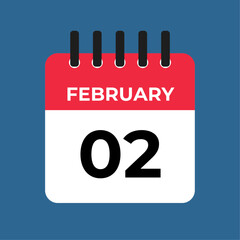 february 2 calendar reminder. 2 february daily calendar icon template. Calendar 2 february icon Design template. Vector illustration