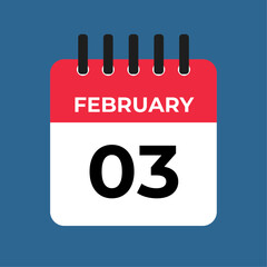february 3 calendar reminder. 3 february daily calendar icon template. Calendar 3 february icon Design template. Vector illustration