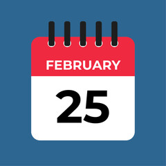 Fototapeta premium february 25 calendar reminder. 25 february daily calendar icon template. Calendar 25 february icon Design template. Vector illustration