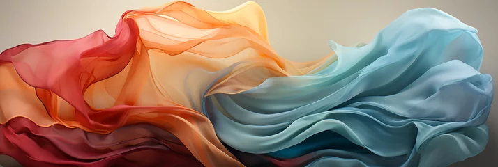  Abstract background with colorful silk waves.A soft and elegant fabric with abstract waves © leo10