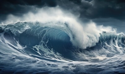 Surfing ocean wave. Blue ocean wave. Nature background. Big ocean waves.