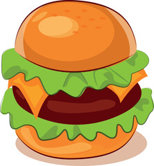 American burgers.hamburger with cheese, tomatoes, chop, lettuce, onion. Fast food or junkfood meal.