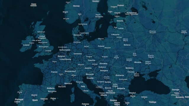 Europe Dark Travel Map, Slider Shots