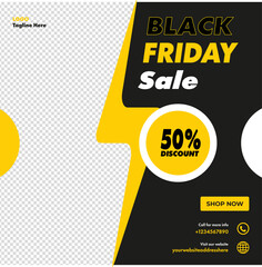 Vector black Friday sales special offer banner template for social media post