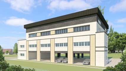 building in the park, rendering of a modern sports center, modern gymnasium in the school