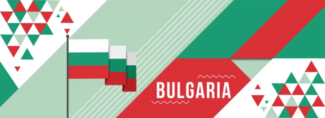Foto op Canvas Bulgaria national or independence day banner design for country celebration. Flag of Bulgaria with modern retro design and abstract geometric icons. Vector illustration.   © Smix Ryo 