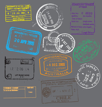 Passport stamps vector image