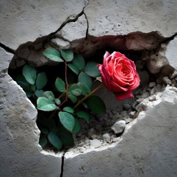 A red rose stands in the middle of a destroyed city. no war stop war background