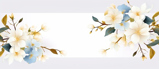 White wedding card design with medicinal Kopsia flowers