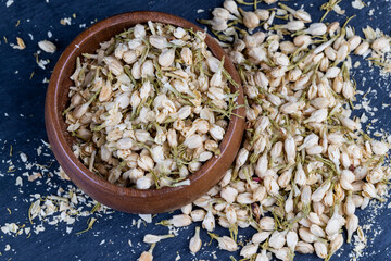 dried jasmine flowers and buds for adding to tea