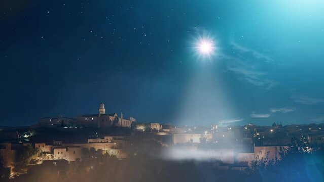 Bethlehem Christmas night background with bright Christmas star 