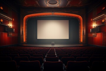 Empty theater with blank screen. Generative AI