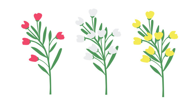 Floral vector. Spring flower. Flat flower. Flower bloom. Flat vector in cartoon style isolated on white background,