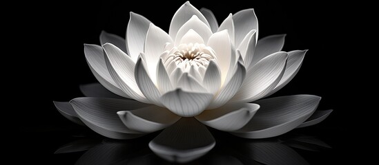 Black and white lotus flower isolated on background