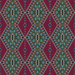 Ethnic oriental art design, ethnic geometric pattern for background, carpet, wallpaper, clothing, wrapping, Batik, fabric, textile and vector illustration