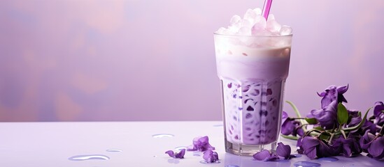 Sweet taro milk tea - obrazy, fototapety, plakaty