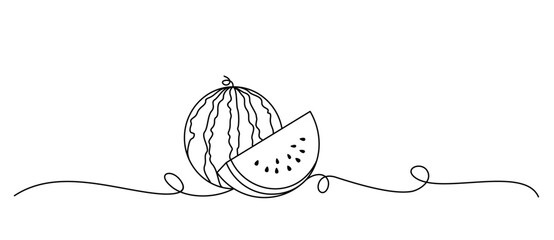 watermelon line art style. vector element eps 10 - obrazy, fototapety, plakaty