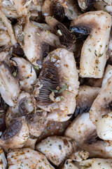 sliced white mushrooms mushrooms during cooking