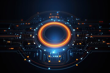 Futuristic abstract circular technology background. Digital hologram screen.Generative AI