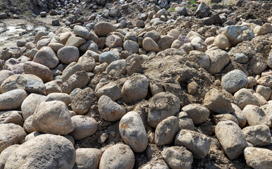 large stones on the construction site used for construction