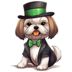 Cute Shih Tzu St Patrick Clipart Illustration