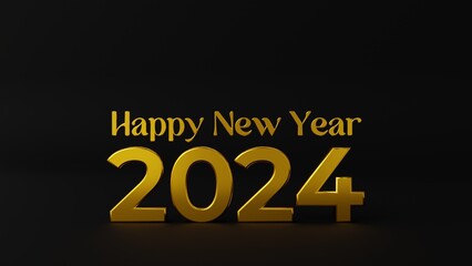 happy new year 2024, 3d text golden color