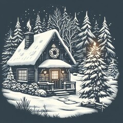Christmas, the woods, the window
