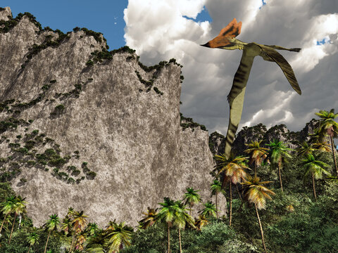 Flugsaurier Thalassodromeus in einer felsigen Landschaft