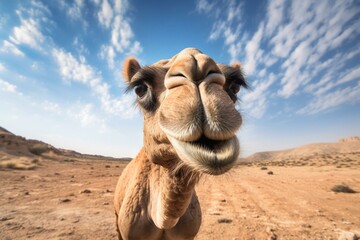 camel looking at camera. Generative AI