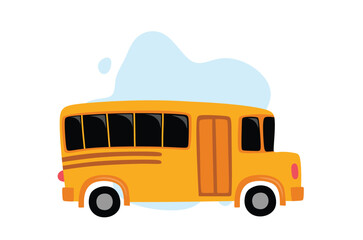 Cute school bus  isolated on white background flat color cartoon style.