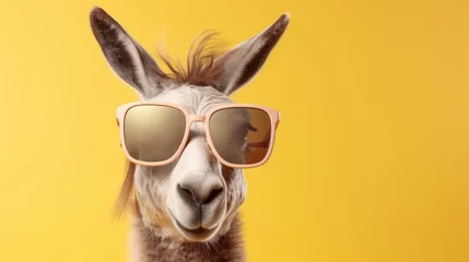 Zelfklevend Fotobehang Cool donkey with glasses © Krtola 