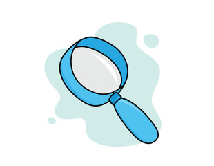 Cute magnifying glass  isolated on white background flat color cartoon style.