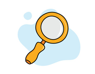 Cute magnifying glass  isolated on white background flat color cartoon style.
