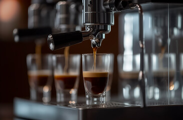 Espresso Delights: Capturing the Art of Coffee Pouring in a Cozy Cafe, ai generative